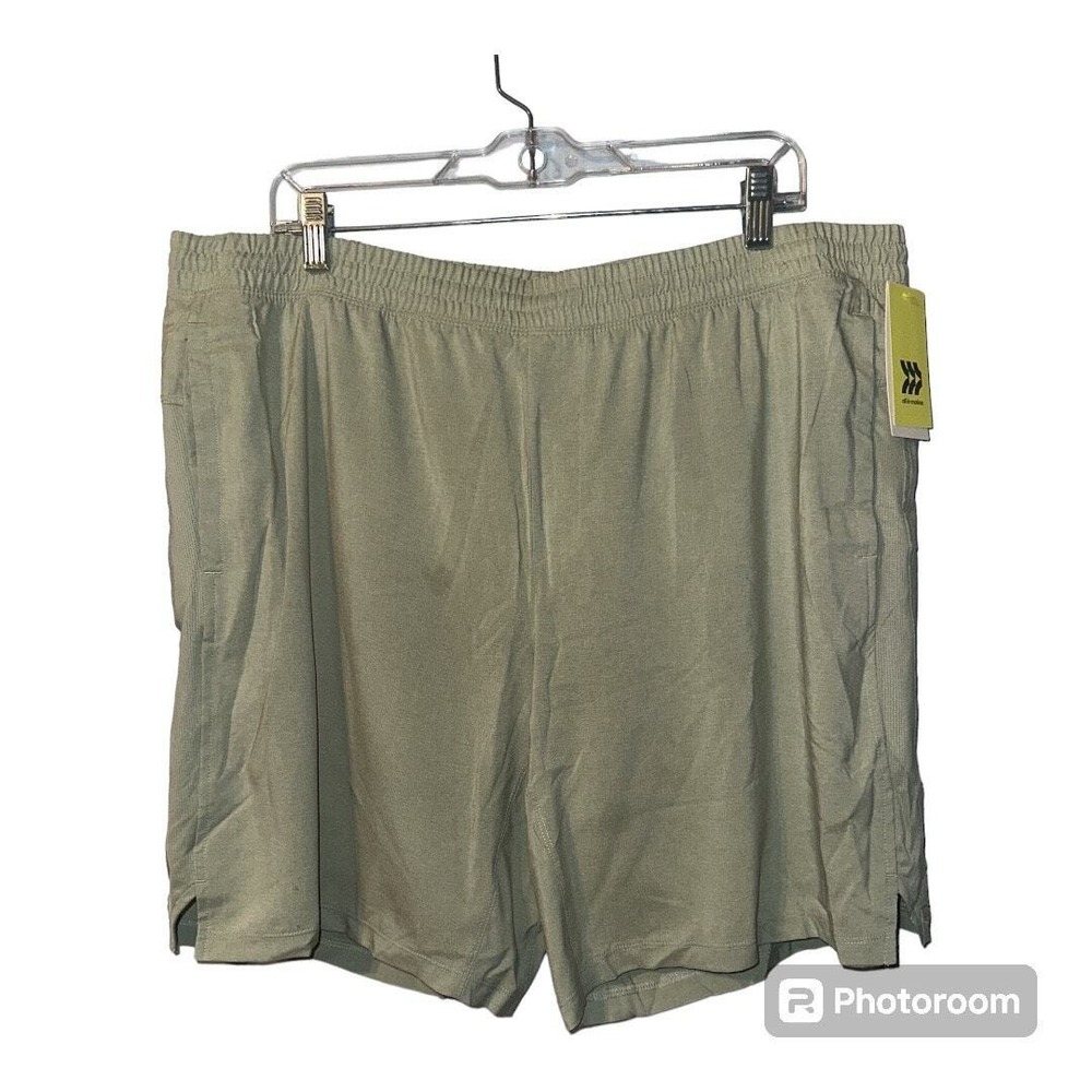 All‎ In Motion Mens Heathered Green Lined Running Shorts, XL